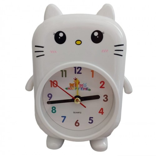 Relógio e despertador gato branquinho